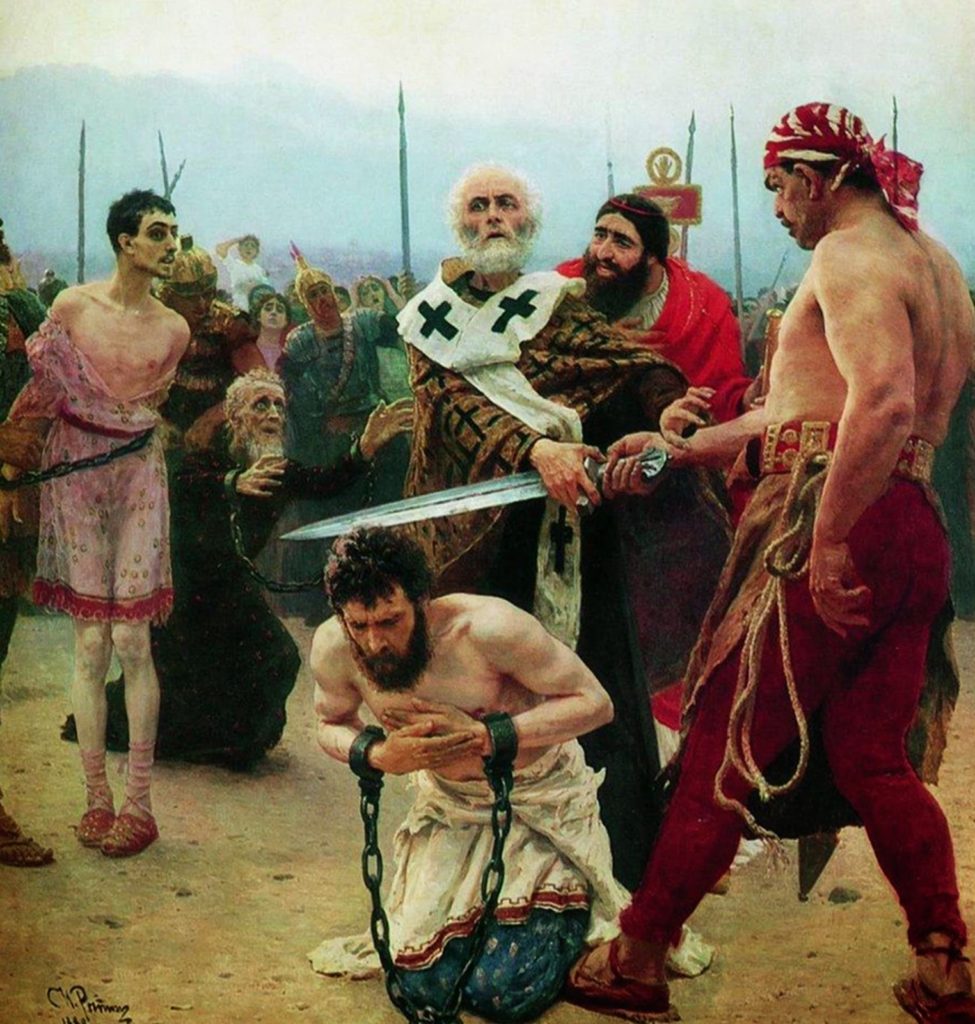 Ilja Jefimowitsch Repin: Myriai Szent Miklós megment három ártatlant c. festménye